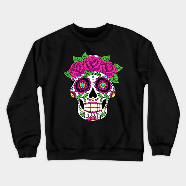 Flower Skull Floral Skeleton Crewneck Sweatshirt by SkullGrungeSHOP